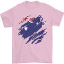 Torn Australia Flag Australian Day Football Mens T-Shirt 100% Cotton Light Pink