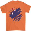 Torn Australia Flag Australian Day Football Mens T-Shirt 100% Cotton Orange