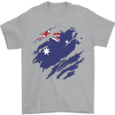 Torn Australia Flag Australian Day Football Mens T-Shirt 100% Cotton Sports Grey