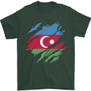 Torn Azerbaijan Flag Azerbaijani Day Football Mens T-Shirt 100% Cotton Forest Green