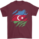 Torn Azerbaijan Flag Azerbaijani Day Football Mens T-Shirt 100% Cotton Maroon
