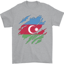 Torn Azerbaijan Flag Azerbaijani Day Football Mens T-Shirt 100% Cotton Sports Grey