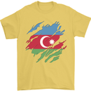 Torn Azerbaijan Flag Azerbaijani Day Football Mens T-Shirt 100% Cotton Yellow