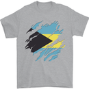 Torn Bahamas Flag Bahamians Day Football Mens T-Shirt 100% Cotton Sports Grey