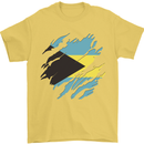 Torn Bahamas Flag Bahamians Day Football Mens T-Shirt 100% Cotton Yellow