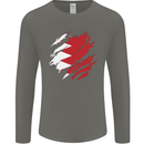 Torn Bahrain Flag Bahraini Day Football Mens Long Sleeve T-Shirt Charcoal