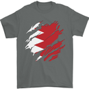 Torn Bahrain Flag Bahraini Day Football Mens T-Shirt 100% Cotton Charcoal