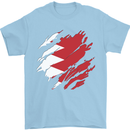 Torn Bahrain Flag Bahraini Day Football Mens T-Shirt 100% Cotton Light Blue