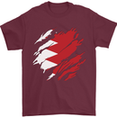 Torn Bahrain Flag Bahraini Day Football Mens T-Shirt 100% Cotton Maroon