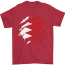 Torn Bahrain Flag Bahraini Day Football Mens T-Shirt 100% Cotton Red