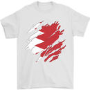Torn Bahrain Flag Bahraini Day Football Mens T-Shirt 100% Cotton White
