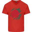 Torn Bangladesh Flag Bangladeshi Day Football Mens V-Neck Cotton T-Shirt Red