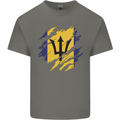 Torn Barbados Flag Barbadians Day Football Mens Cotton T-Shirt Tee Top Charcoal