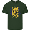 Torn Barbados Flag Barbadians Day Football Mens Cotton T-Shirt Tee Top Forest Green