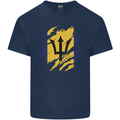 Torn Barbados Flag Barbadians Day Football Mens Cotton T-Shirt Tee Top Navy Blue