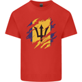 Torn Barbados Flag Barbadians Day Football Mens Cotton T-Shirt Tee Top Red
