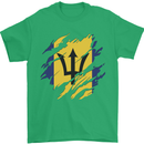 Torn Barbados Flag Barbadians Day Football Mens T-Shirt 100% Cotton Irish Green
