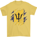 Torn Barbados Flag Barbadians Day Football Mens T-Shirt 100% Cotton Yellow