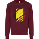 Torn Belgium Flag Belgian Day Football Mens Sweatshirt Jumper Maroon