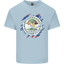 Torn Belize Flag Belizean Day Football Mens Cotton T-Shirt Tee Top Light Blue