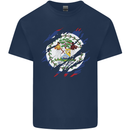 Torn Belize Flag Belizean Day Football Mens Cotton T-Shirt Tee Top Navy Blue