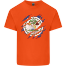 Torn Belize Flag Belizean Day Football Mens Cotton T-Shirt Tee Top Orange