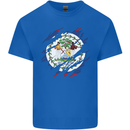 Torn Belize Flag Belizean Day Football Mens Cotton T-Shirt Tee Top Royal Blue