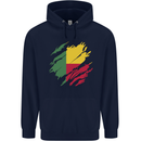 Torn Benin Flag Beninese Day Football Mens 80% Cotton Hoodie Navy Blue