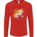 Torn Bhutan Flag Bhutanese Day Football Mens Long Sleeve T-Shirt Red