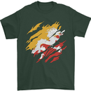 Torn Bhutan Flag Bhutanese Day Football Mens T-Shirt 100% Cotton Forest Green