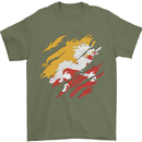 Torn Bhutan Flag Bhutanese Day Football Mens T-Shirt 100% Cotton Military Green