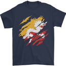 Torn Bhutan Flag Bhutanese Day Football Mens T-Shirt 100% Cotton Navy Blue