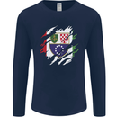 Torn Bosnia and Herzegovina Flag Day Football Mens Long Sleeve T-Shirt Navy Blue