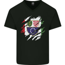 Torn Bosnia and Herzegovina Flag Day Football Mens V-Neck Cotton T-Shirt Black