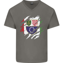 Torn Bosnia and Herzegovina Flag Day Football Mens V-Neck Cotton T-Shirt Charcoal