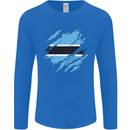 Torn Botswana Flag Batswana Day Football Mens Long Sleeve T-Shirt Royal Blue