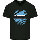 Torn Botswana Flag Batswana Day Football Mens V-Neck Cotton T-Shirt Black