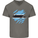 Torn Botswana Flag Batswana Day Football Mens V-Neck Cotton T-Shirt Charcoal