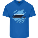 Torn Botswana Flag Batswana Day Football Mens V-Neck Cotton T-Shirt Royal Blue
