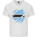 Torn Botswana Flag Batswana Day Football Mens V-Neck Cotton T-Shirt White