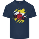 Torn Brunei Flag Bruneian Day Football Mens Cotton T-Shirt Tee Top Navy Blue