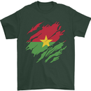Torn Burkina Faso Flag Day Football Mens T-Shirt 100% Cotton Forest Green