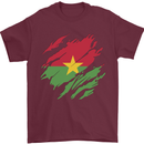 Torn Burkina Faso Flag Day Football Mens T-Shirt 100% Cotton Maroon