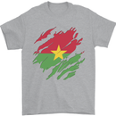 Torn Burkina Faso Flag Day Football Mens T-Shirt 100% Cotton Sports Grey