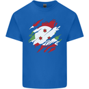 Torn Burundi Flag Burundians Day Football Mens Cotton T-Shirt Tee Top Royal Blue