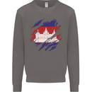 Torn Cambodia Flag Cambodian Day Football Mens Sweatshirt Jumper Charcoal