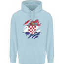 Torn Croatia Flag Croatian Day Football Mens 80% Cotton Hoodie Light Blue
