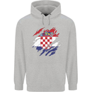 Torn Croatia Flag Croatian Day Football Mens 80% Cotton Hoodie Sports Grey