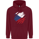Torn Czechia Flag Czech Republic Day Football Mens 80% Cotton Hoodie Maroon