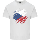 Torn Czechia Flag Czech Republic Day Football Mens Cotton T-Shirt Tee Top White